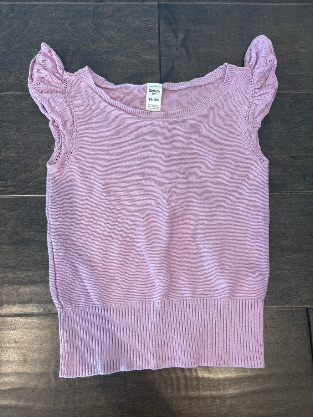 Oshkosh Lavender Knit Flutter Sleeve Top - Girls